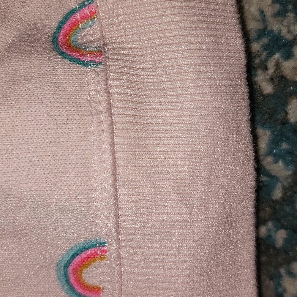Like New Cat & Jack Light Pink Hoodie with Rainbow Accents 12 Mos. - Picture 6 of 11